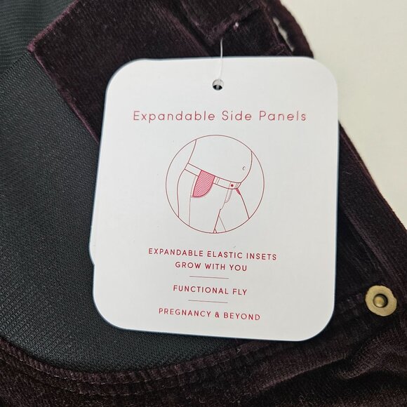 Isabel Maternity Burgundy Skinny Corduroy Pants - Picture 8 of 9